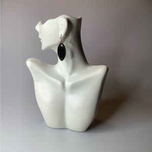 Black Oval Dangle Earrings